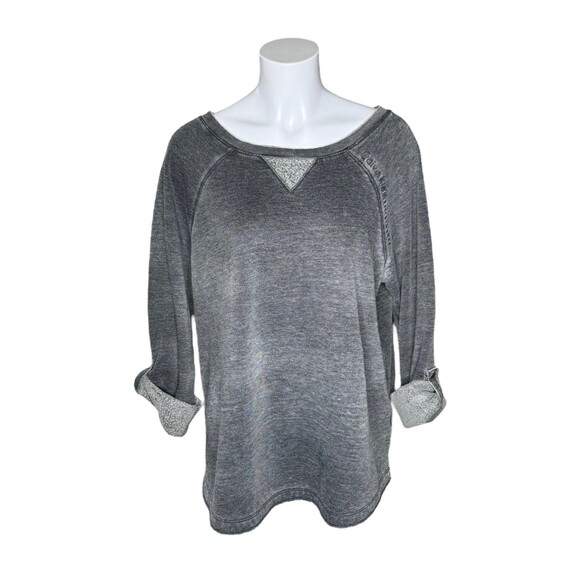 Calvin Klein Wide Neck Mineral Wash Sweatshirt Faded Black Grey VERY Soft Medium - Picture 1 of 9